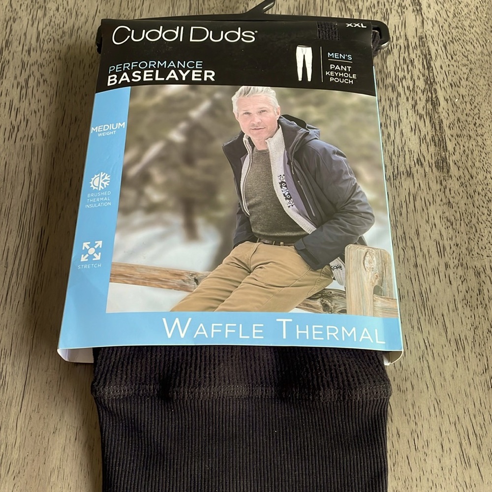 Men’s Cuddl Duds Performance Baselayer Pants - Waffle Thermal - Black